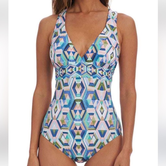 La Blanca Riviera Renewal Cross-Back Tummy-Control One-Piece Swimsuit - Picture 1 of 9